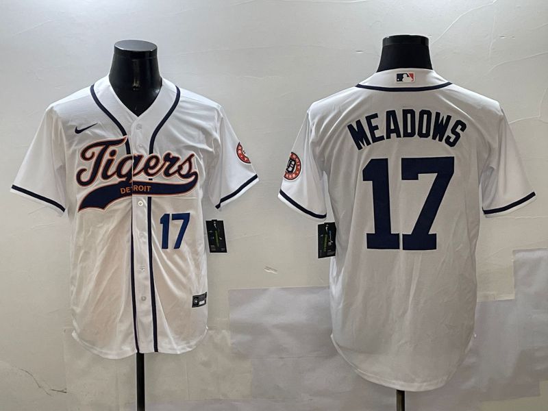 Men Detroit Tigers #17 Meadows White Jointly Name 2025 Nike MLB Jersey style 2->detroit tigers->MLB Jersey